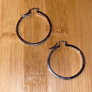 Sterling SilverTextured Hoop Earrings infinite crystals
